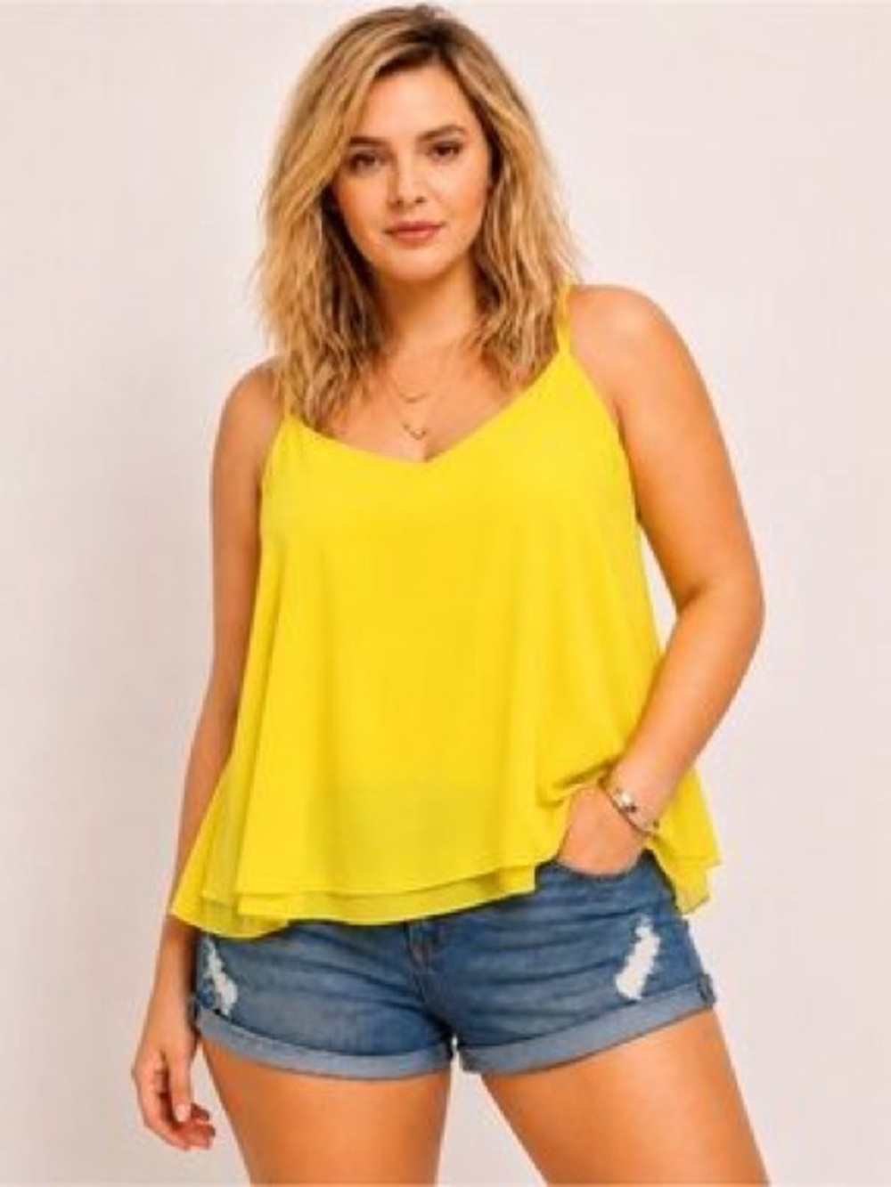 torrid Sunny Yellow V-Neck Chiffon Camisole